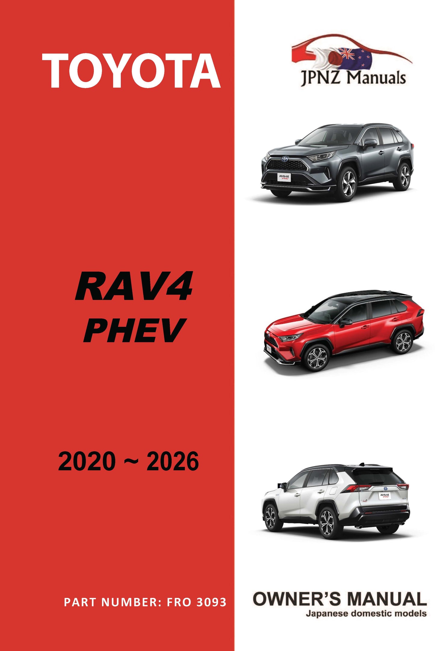 Toyota – RAV4 / RAV-4 PHEV owners user manual in English | 2020 – 2026 (Part N.O 3093)