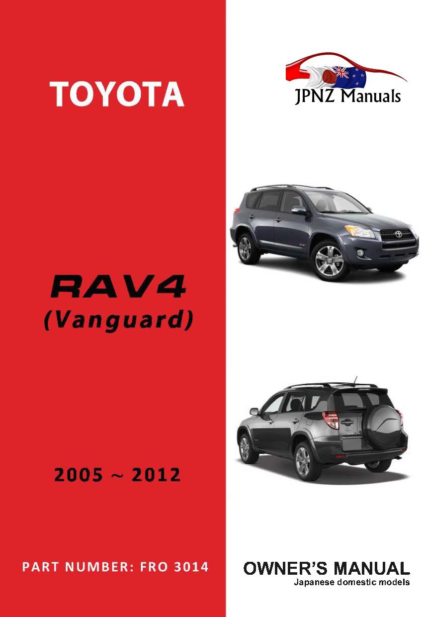 Toyota – RAV4 / RAV-4 / VANGUARD owners user manual in English | 2005 – 2012 (Part N.O 3014)