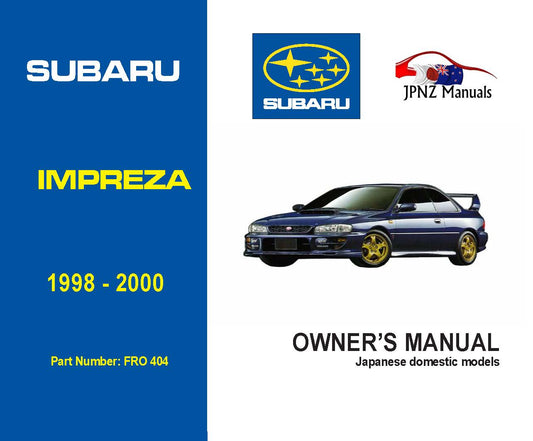 Subaru – Impreza owners user manual in English | 1998 – 2000 (Part N.O 404)