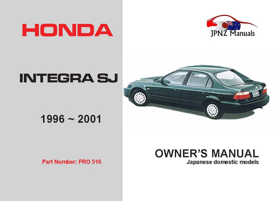 Honda – Integra SJ Car Owners User Manual In English | 1996 – 2001| EK3 (Part N.o 516)