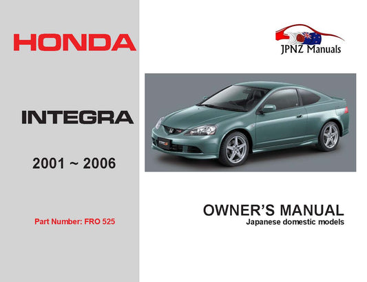 Honda – Integra Owners User Manual In English | 2001 – 2006 (Part N.o 525)