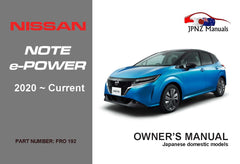 Nissan – Note e-Power car owners user manual in English | 2020 ~ Current model (Part No: 192)