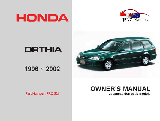 Honda – Orthia Owners User Manual In English | 1996 – 2002 (Part N.o 521)